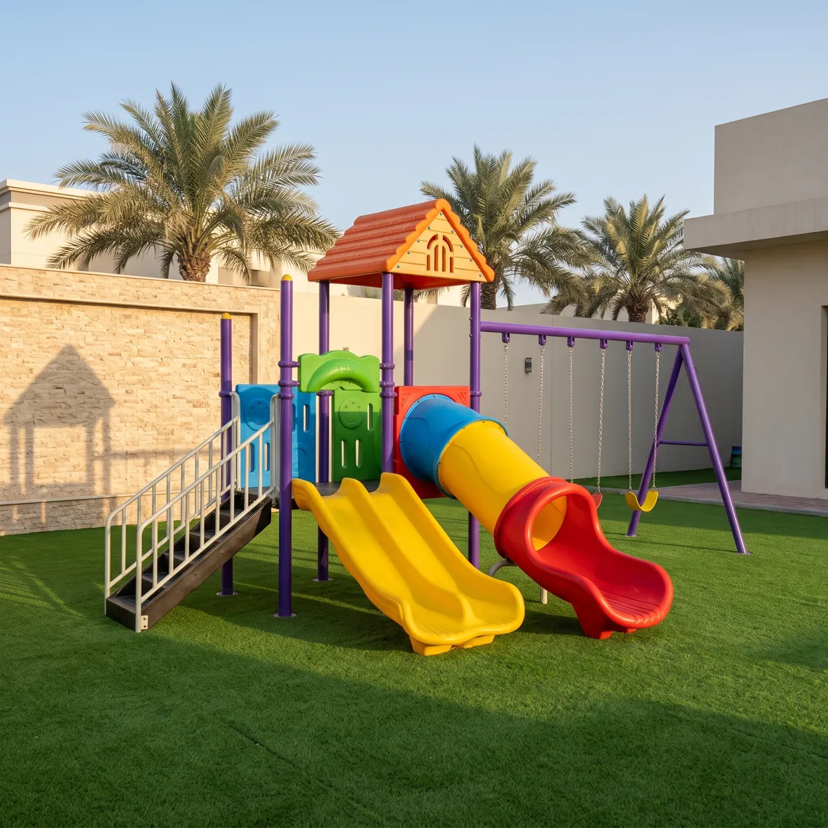ملعب برجين مع زحليقتين ومرجيحتين